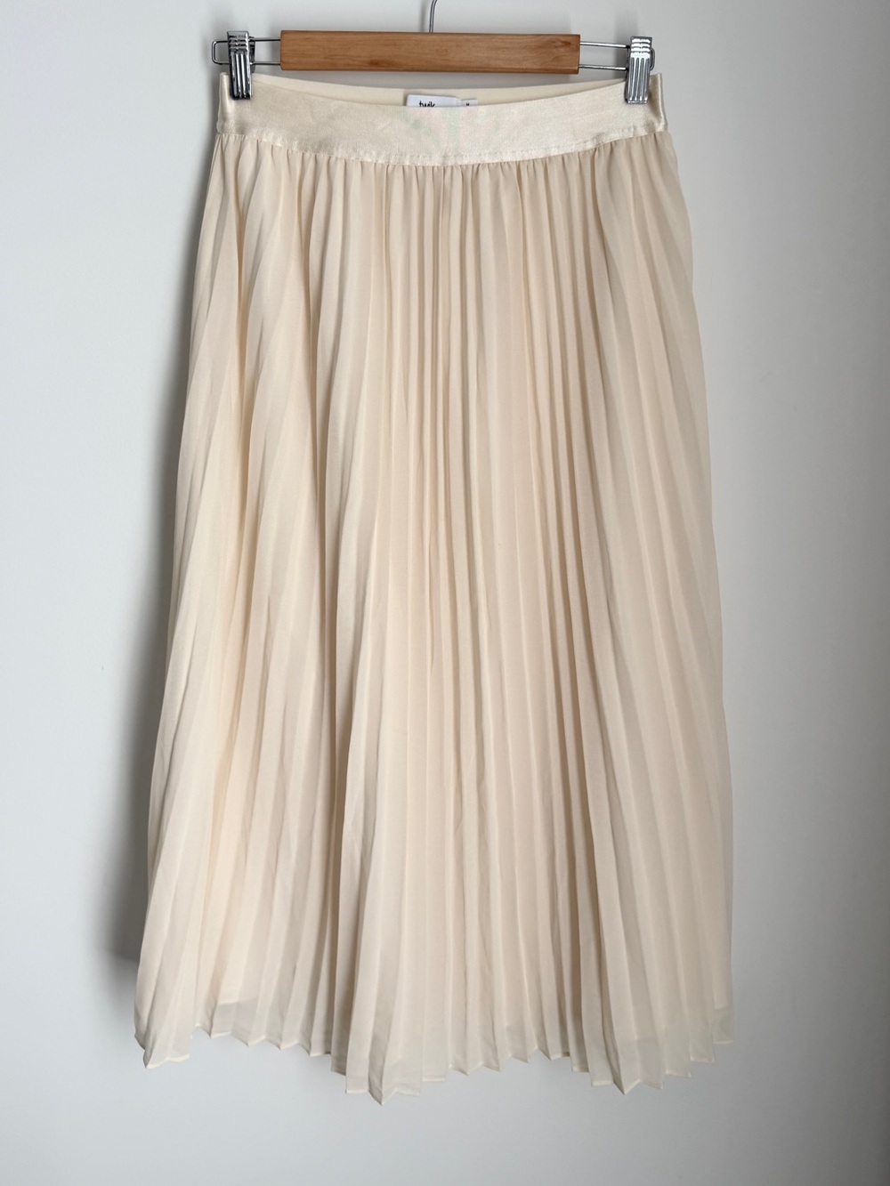Twik by Simons Cream Pleated Midi Skirt Size Medium Womens